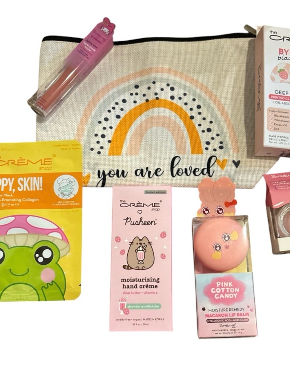 The Crème Shop Cute K-Beauty Bundle 7pc: Pusheen, Face Masks, Lip Balm & Pouch - Picture 2 of 2
